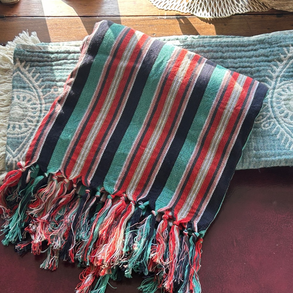 Striped Multicolor Woven Towel New With Tags 2 Side Beach Towel Travel Towel